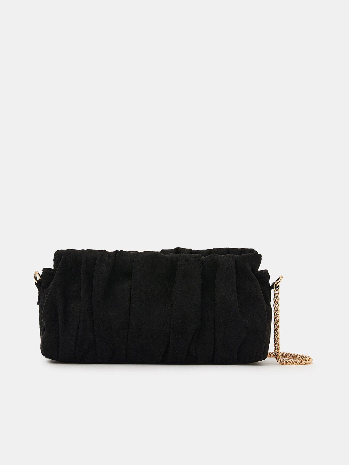 Image 1 of 5 of Accessorize Suedette Ruched Clutch Bag