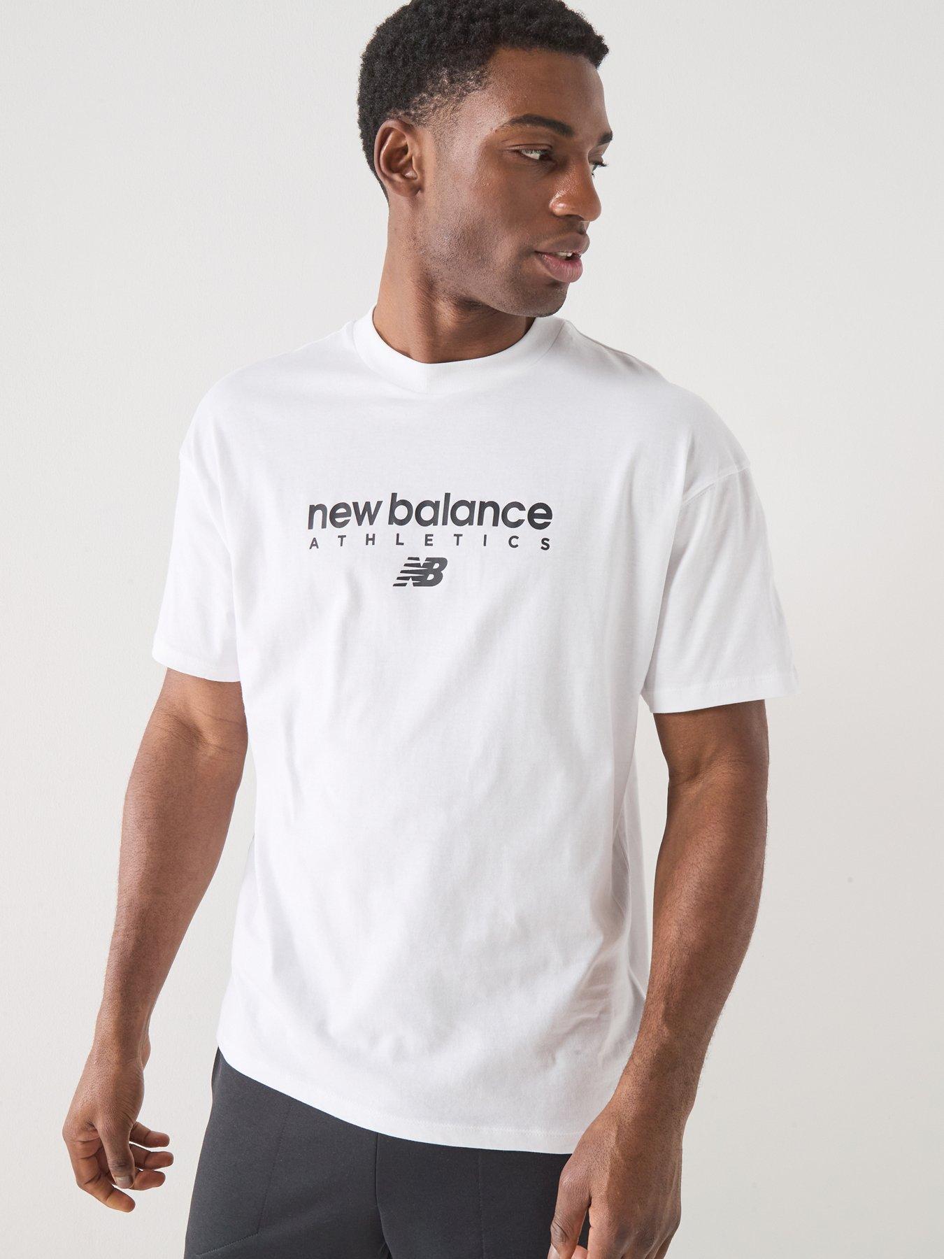 Image 1 of 4 of New Balance Mens Linear Graphic T-Shirt - White