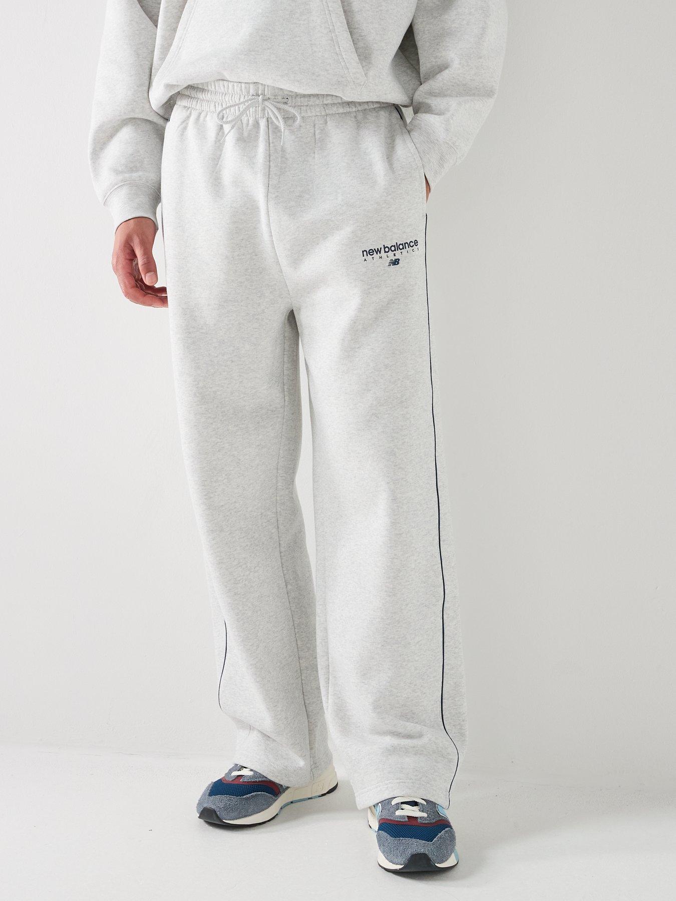 New Balance Mens Linear Graphic Fleece Pant- Grey