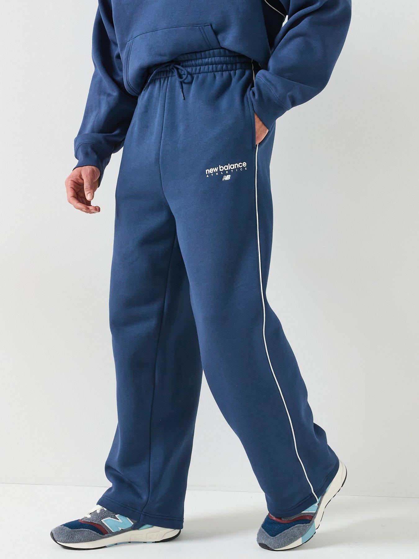 New Balance Mens Linear Graphic Fleece Pant, Navy, Size L, Men