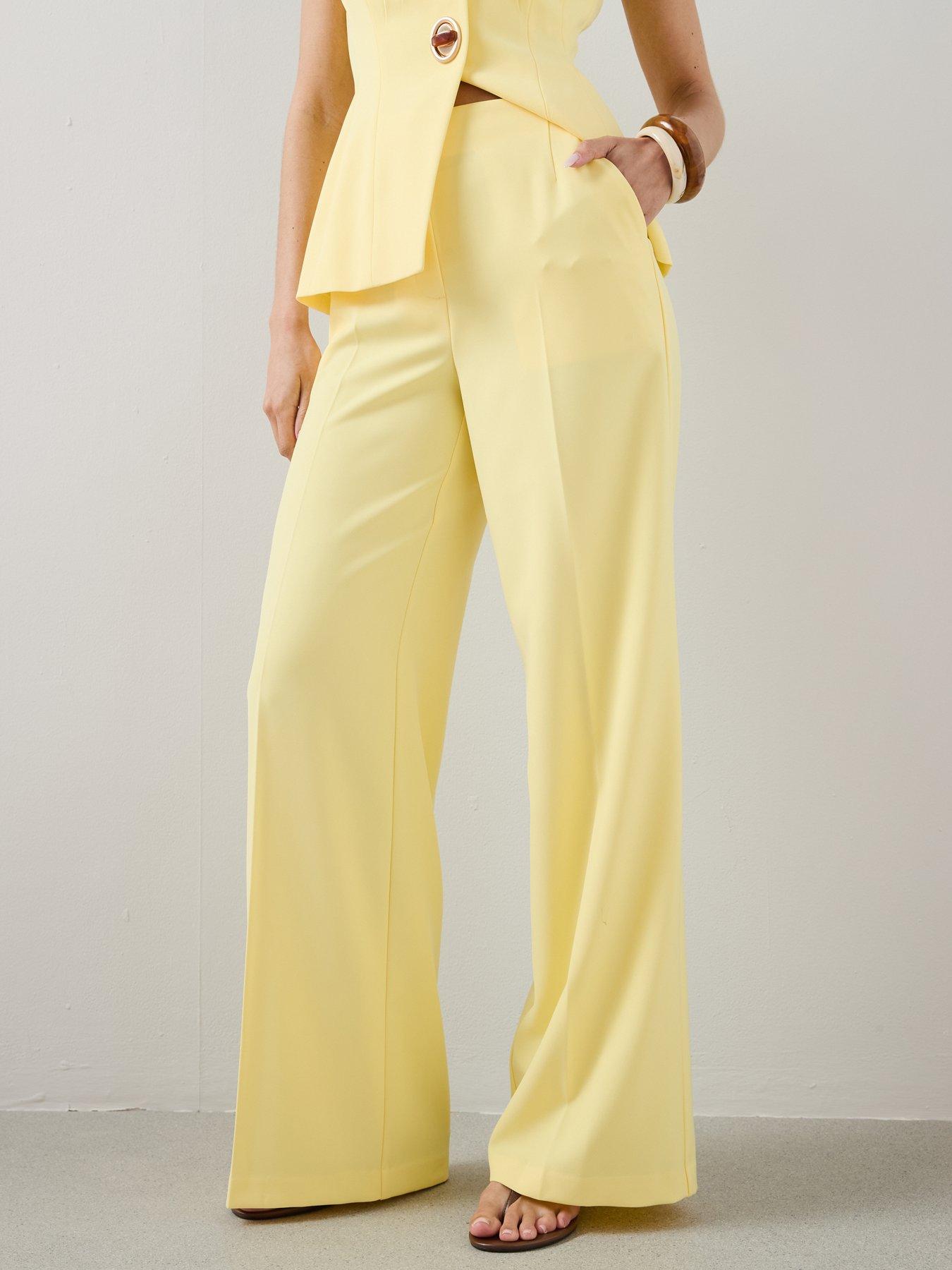 Image 4 of 5 of The Very Collection Pinstitch Wide Leg Trouser - Yellow