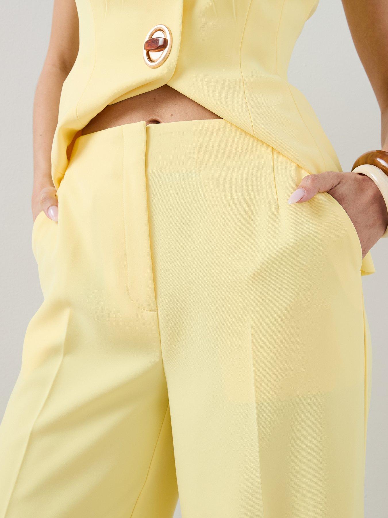 Image 5 of 5 of The Very Collection Pinstitch Wide Leg Trouser - Yellow