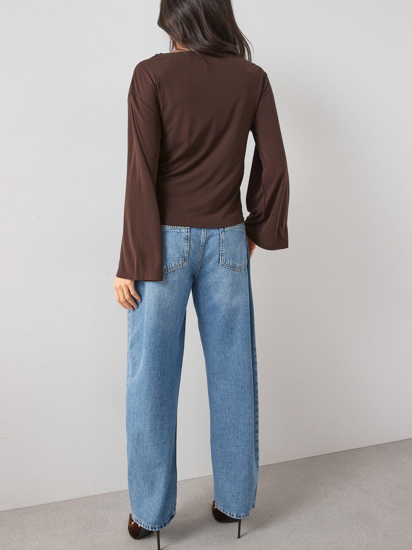 Image 5 of 6 of The Very Collection Tie Waist Long Sleeve Top - Brown