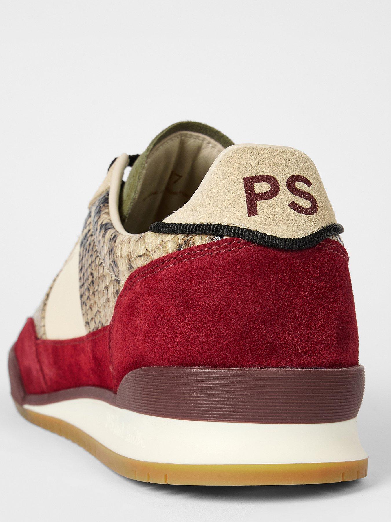 PS PAUL SMITH Womens Shoe Dover Bordo Snake Print Trainers - Red