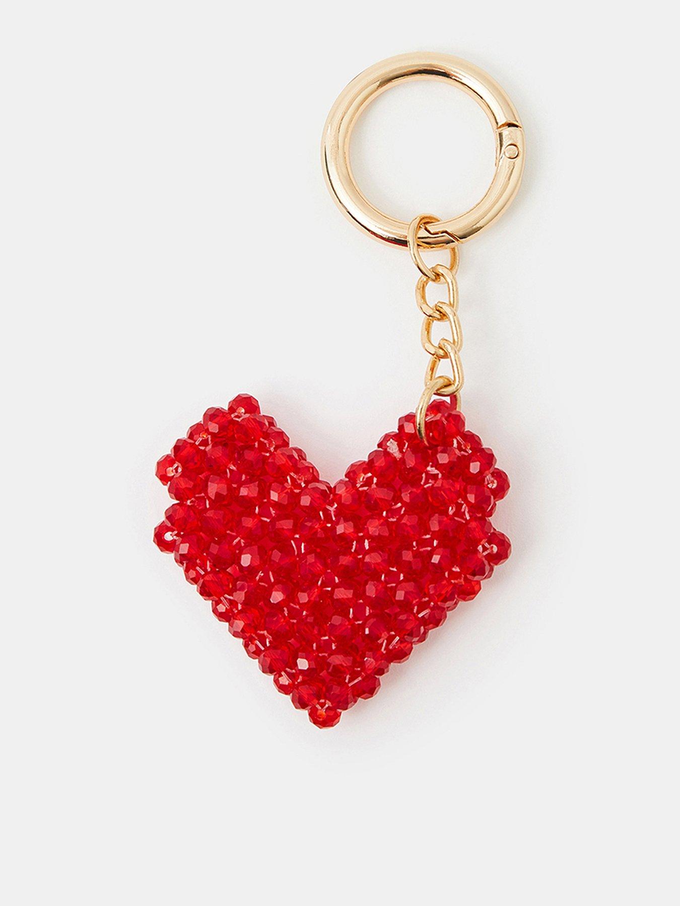 Image 1 of 2 of Accessorize Beaded Heart Bag Charm