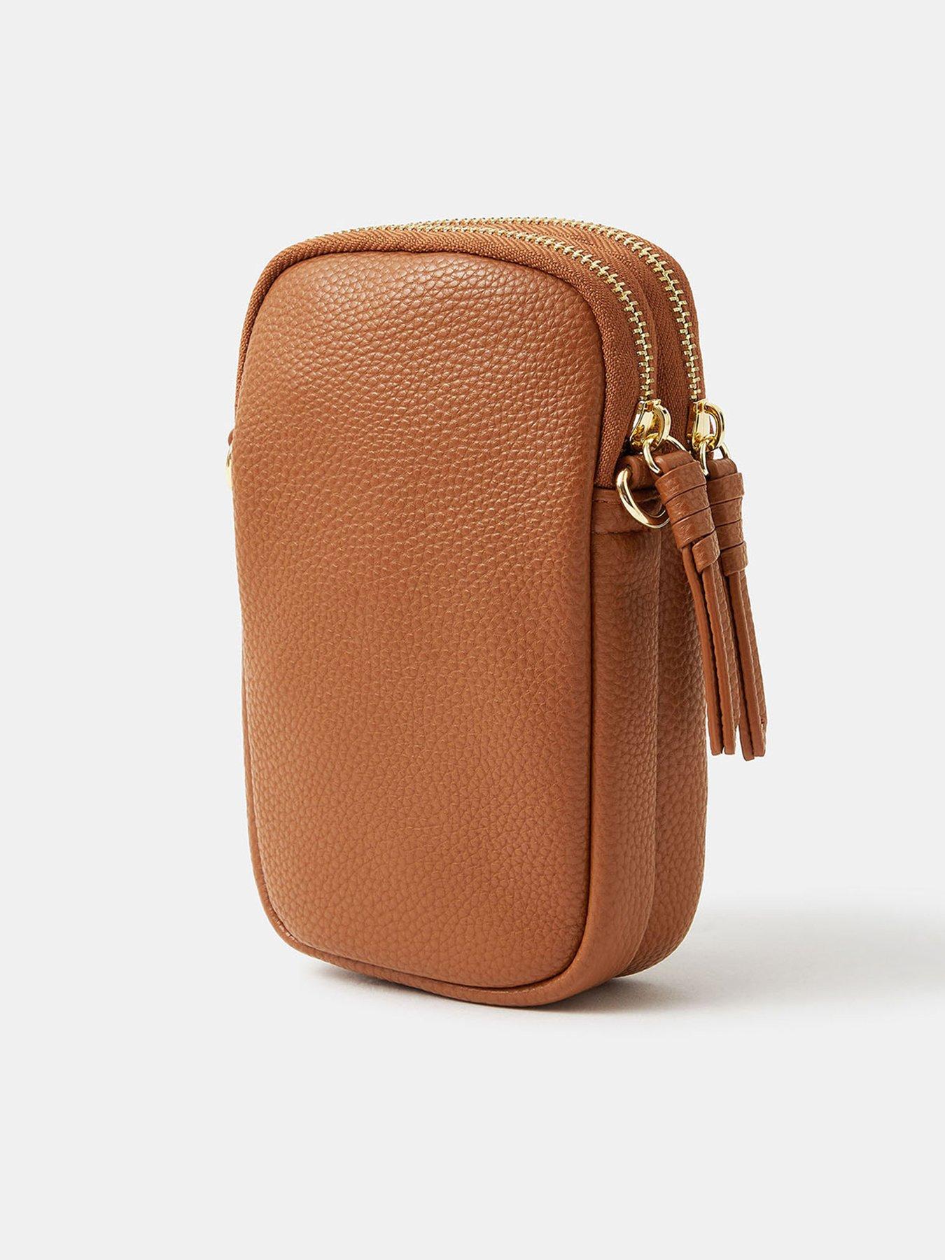 Image 2 of 4 of Accessorize Double Pouch Phone Bag - Brown