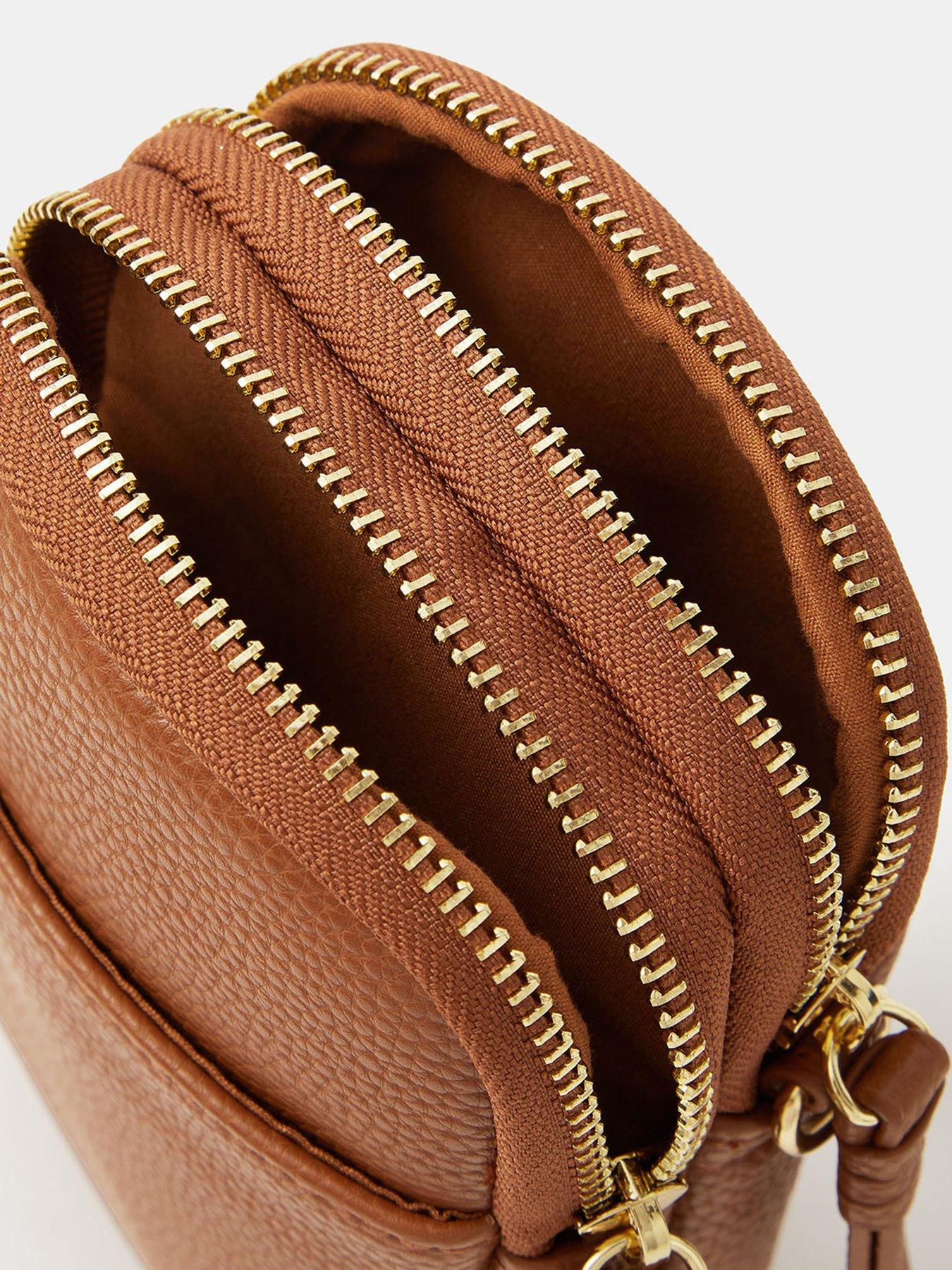 Image 4 of 4 of Accessorize Double Pouch Phone Bag - Brown