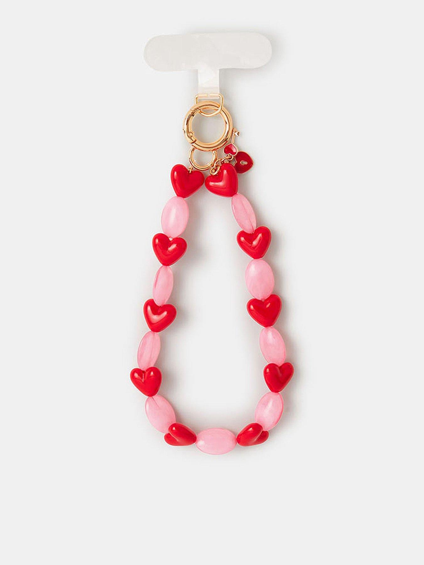 Accessorize Heart Bead Phone Wrist Strap