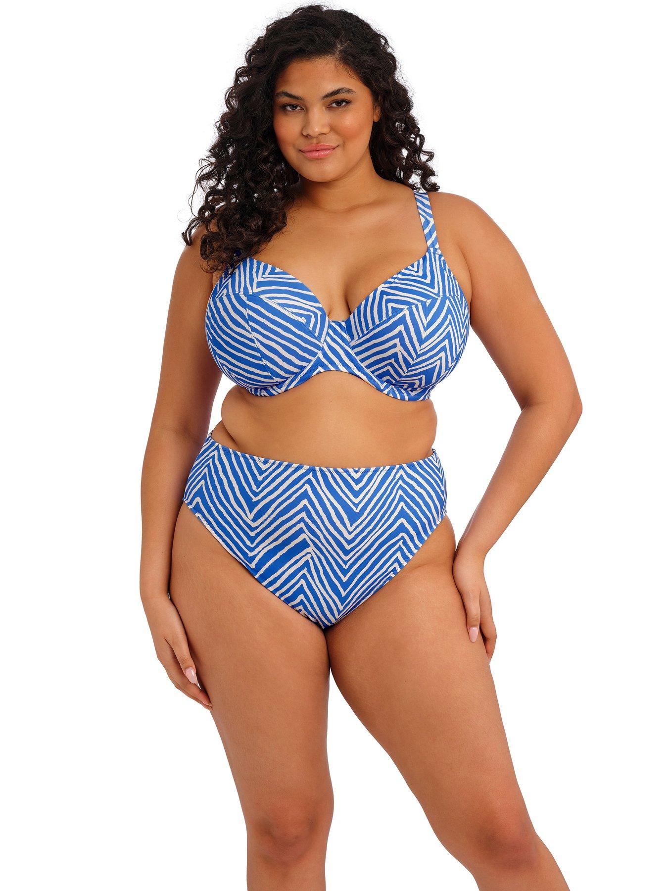 Elomi Fiji Falls Underwire Plunge Bikini Top, Blue, Size 38Gg, Women