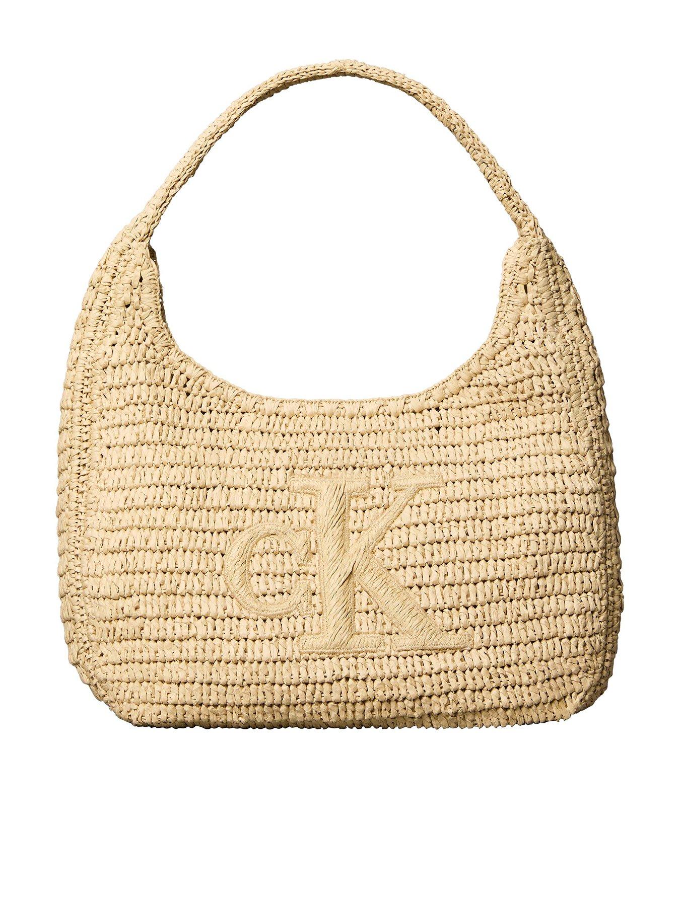 Calvin Klein Bold Ck Raffia Lg Shoulder Bag