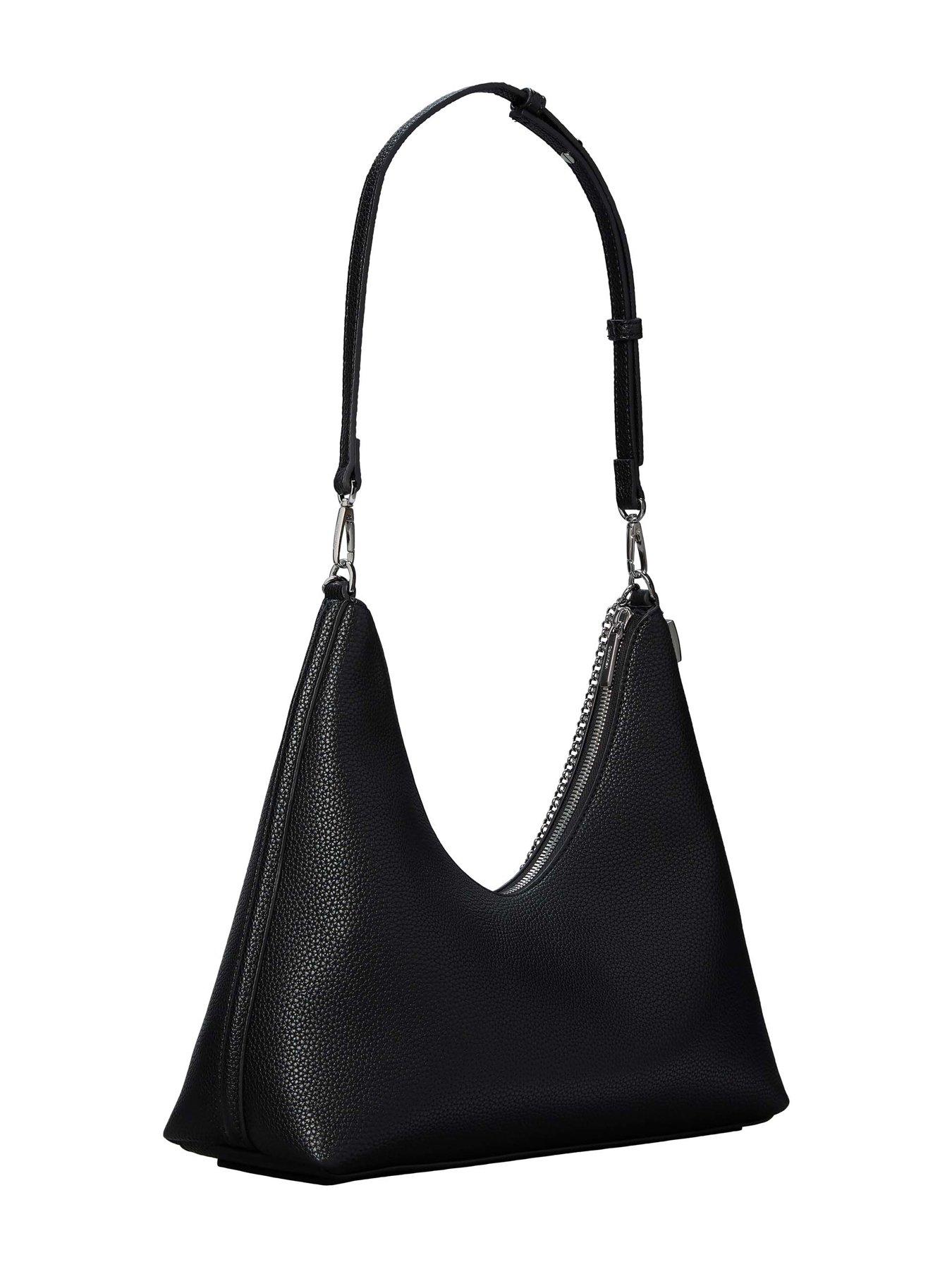 Image 2 of 2 of Calvin Klein Pebbled Jewellery Chain Hobo Bag - Black