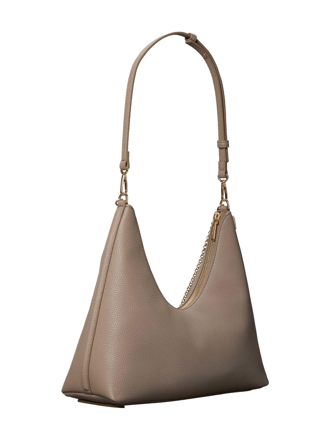 Image 2 of 3 of Calvin Klein Pebbled Jewellery Chain Hobo Bag - Beige