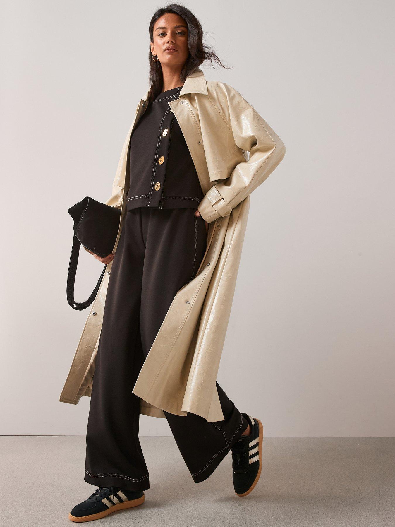 The Very Collection Contrast Stitch Button Up Top - Black | Very