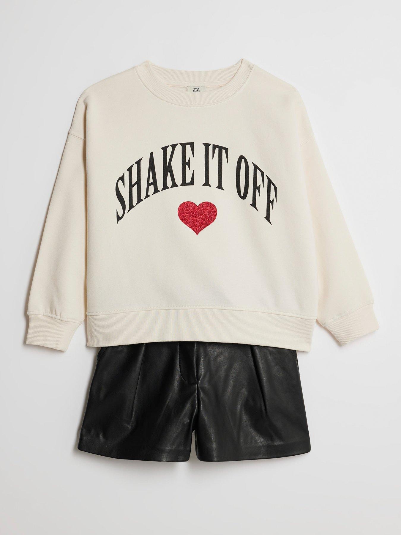 Image 3 of 5 of River Island Older Girls Shake It Off Sweatshirt Set - White