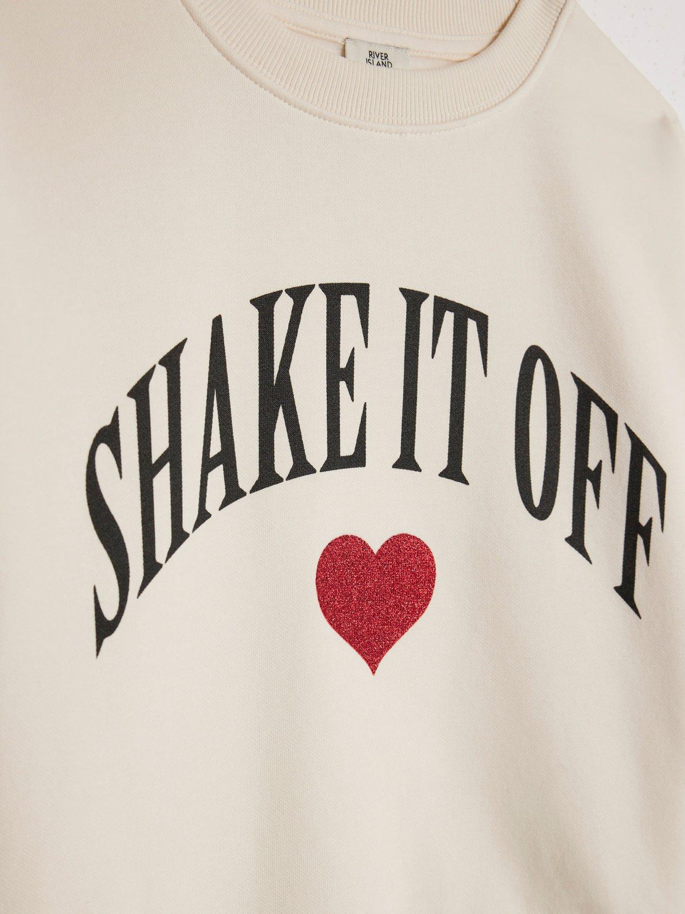 Image 5 of 5 of River Island Older Girls Shake It Off Sweatshirt Set - White