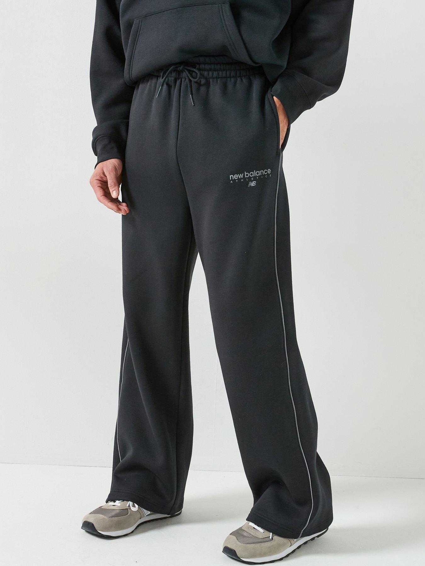 New Balance Mens Linear Graphic Fleece Pant, Black, Size Xl, Men