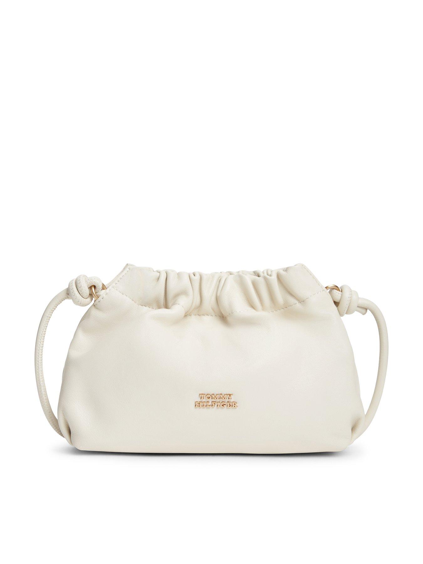 Image 1 of 4 of Tommy Hilfiger Th Soft Leather Crossover Bag - Cream