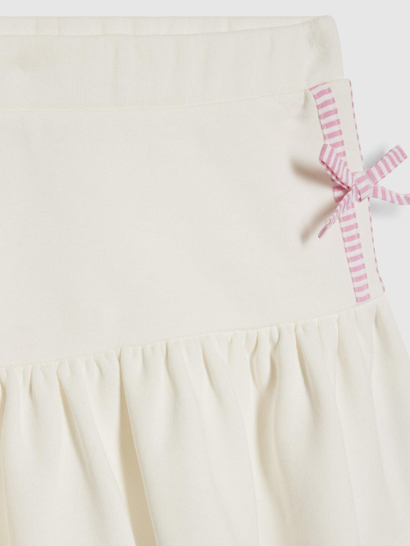 Image 4 of 5 of River Island Older Girls Paris 96 Bow Sweat Skirt Set - White