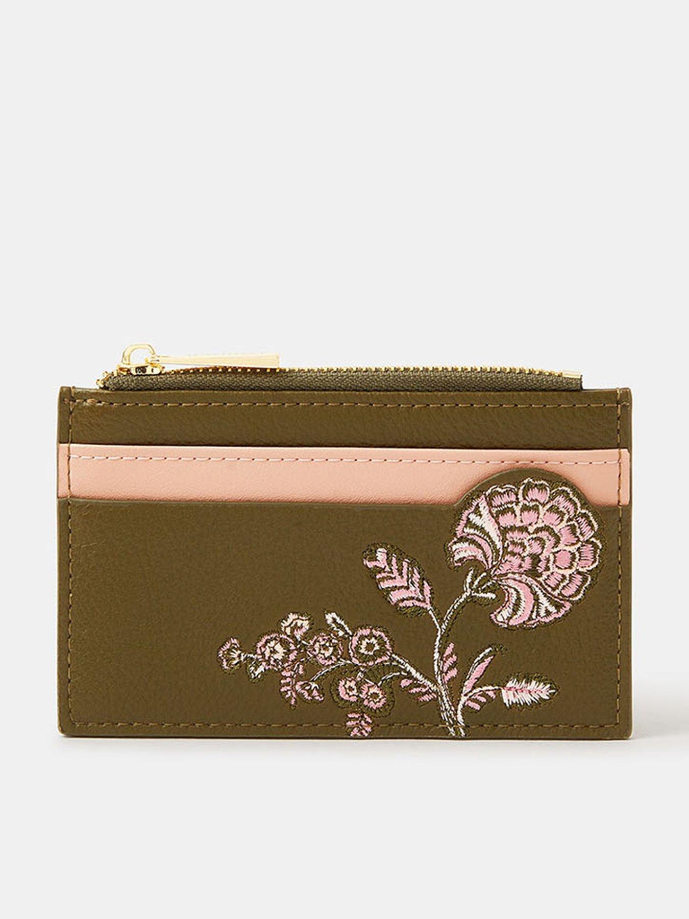 Image 1 of 3 of Accessorize Floral Embroidered Card Holder