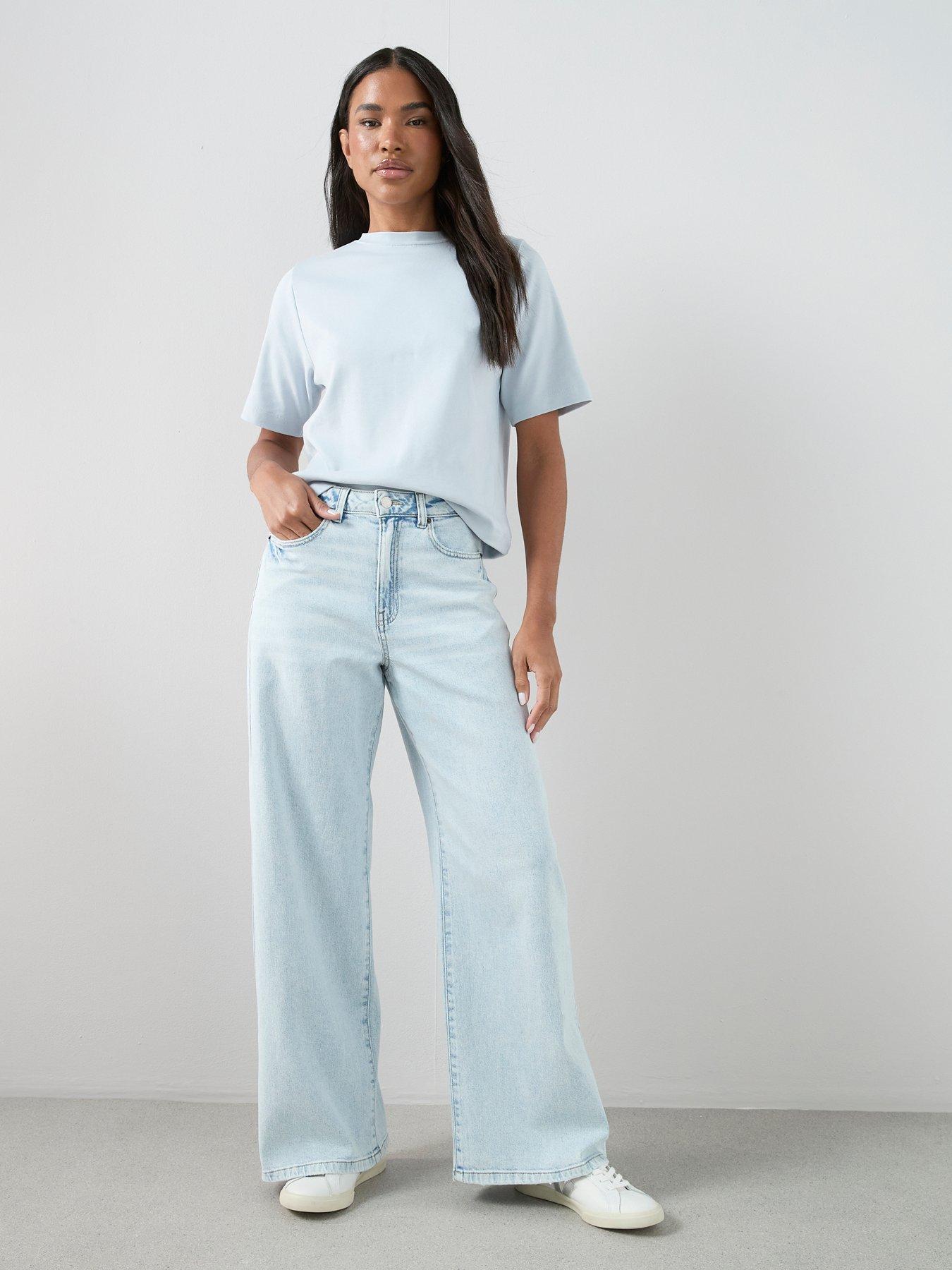 The Very Collection Feather Touch Wide Leg Jeans - Light Wash