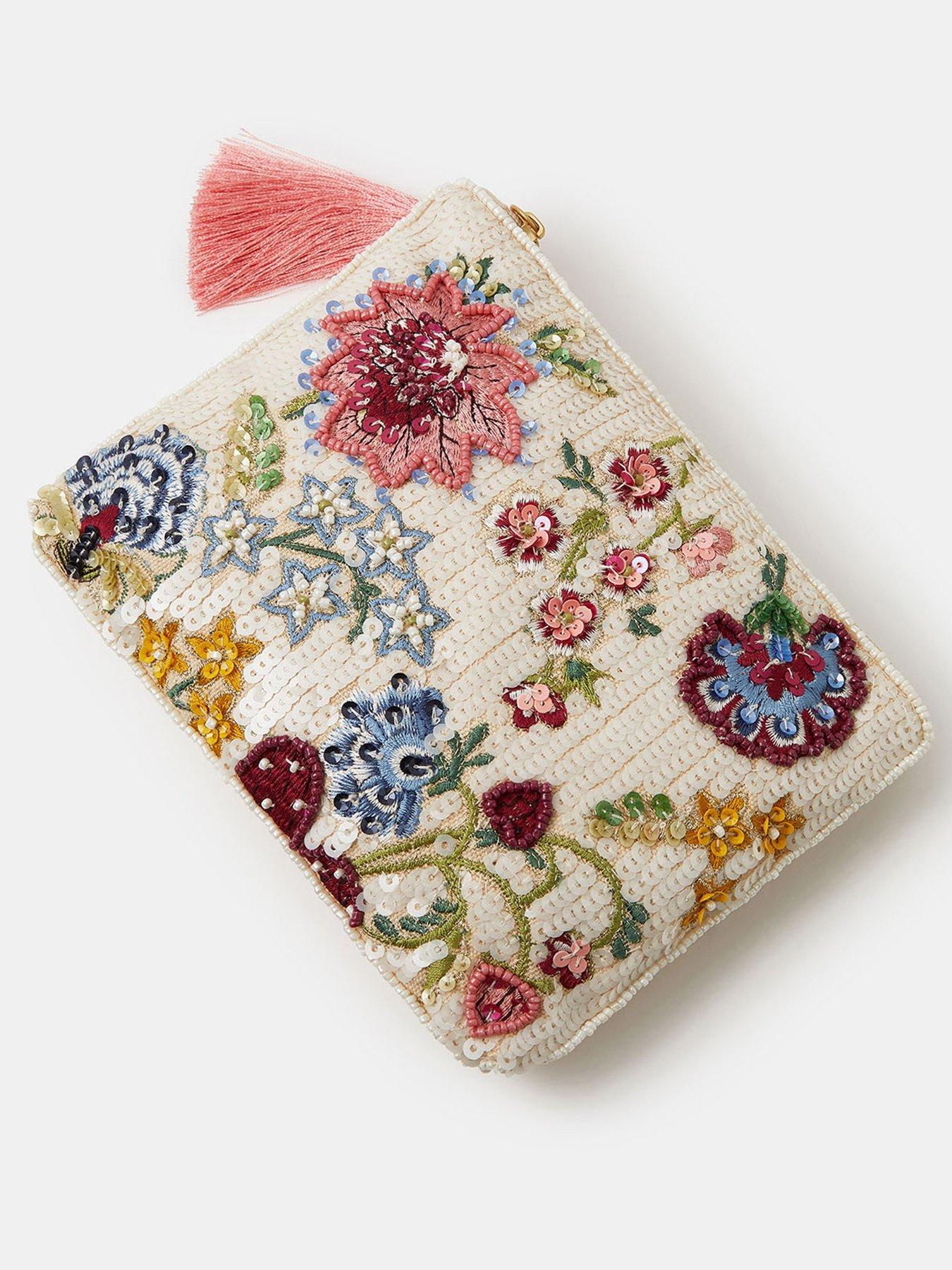 Image 3 of 3 of Accessorize Embroidered Floral Sequin Pouch
