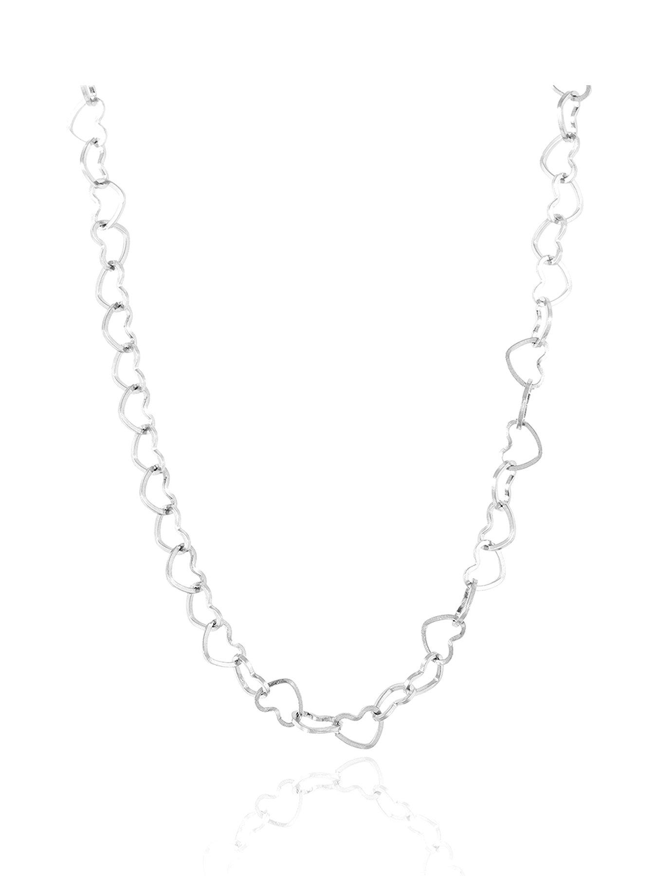 The Love Collection Stainless Steel Linked Heart Necklace