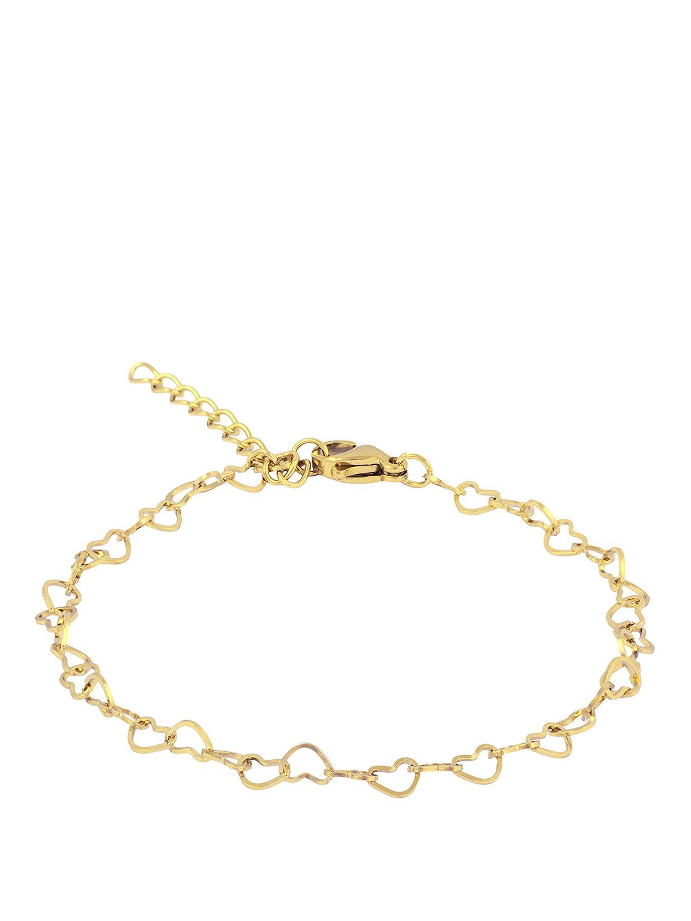 The Love Collection Gold Plated Stainless Steel Linked Heart Bracelet