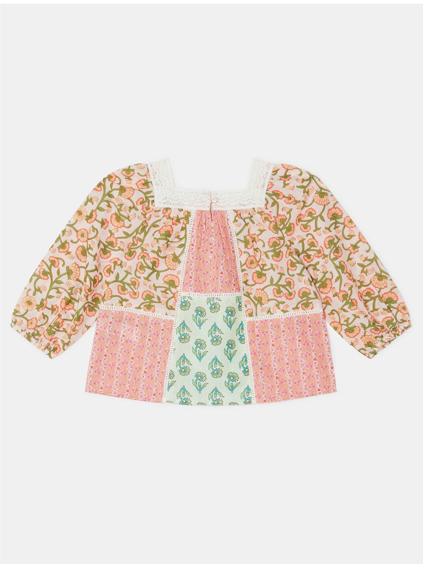 Image 2 of 3 of Accessorize Girls Floral Patchwork Top - Pink