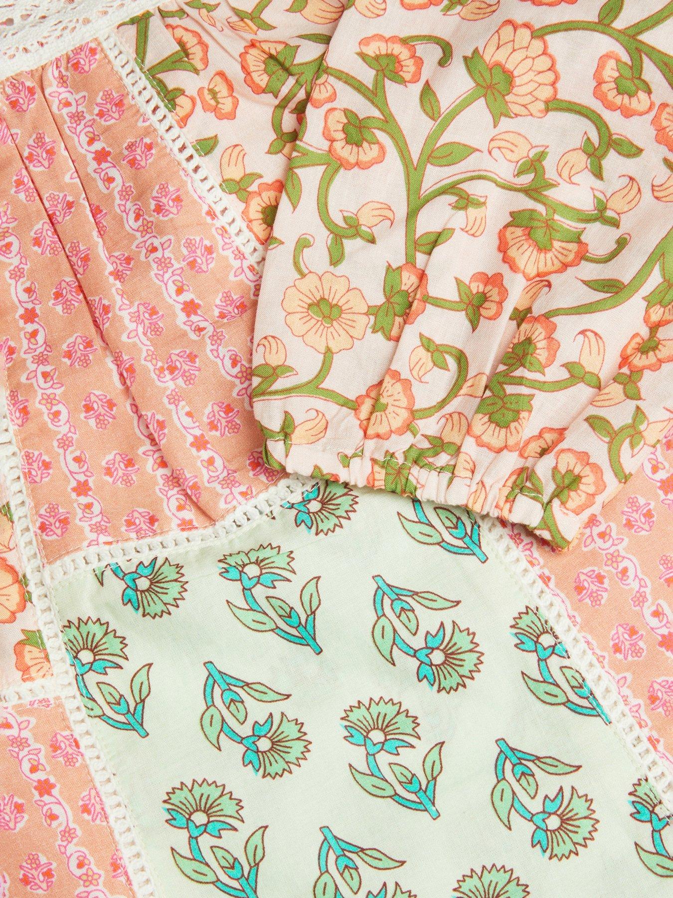 Image 3 of 3 of Accessorize Girls Floral Patchwork Top - Pink