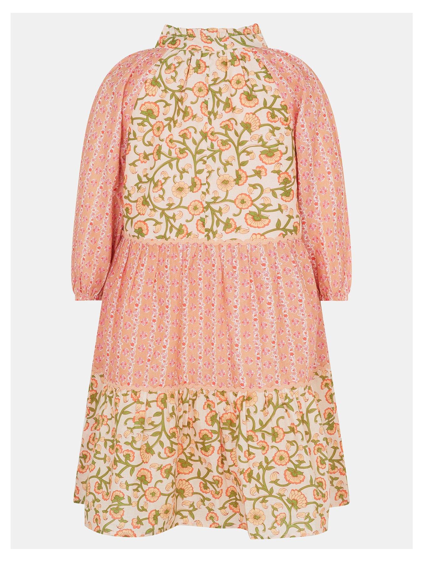 Image 2 of 3 of Accessorize Girls Long Sleeve Mixed Floral Dress - Pink