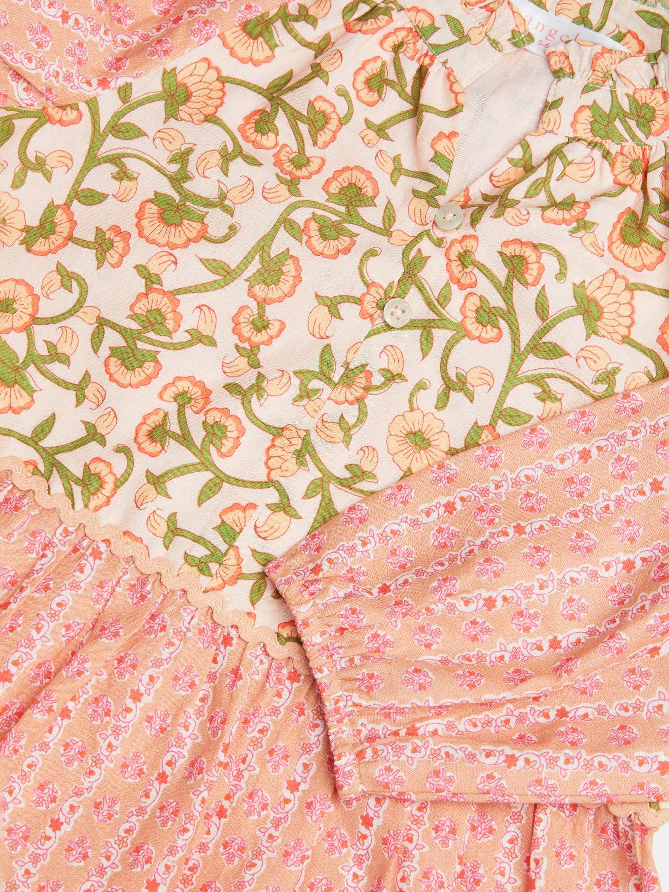 Image 3 of 3 of Accessorize Girls Long Sleeve Mixed Floral Dress - Pink