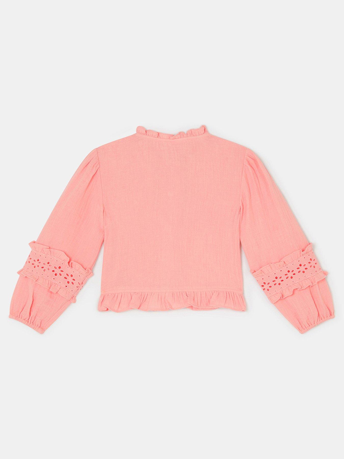 Image 2 of 3 of Accessorize Girls Broderie Ruffle Top - Pink