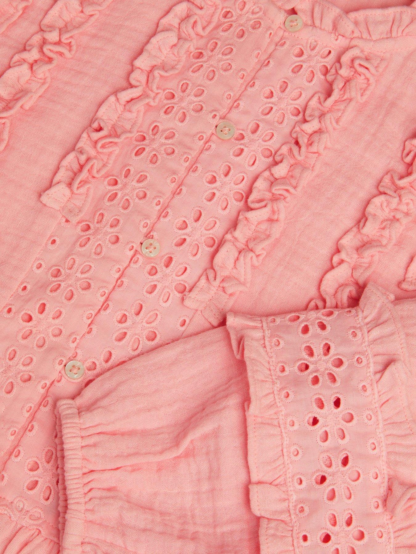 Image 3 of 3 of Accessorize Girls Broderie Ruffle Top - Pink