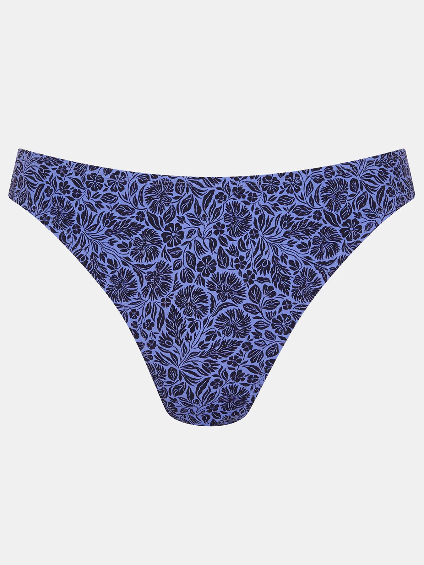 Image 4 of 5 of Accessorize Floral Print Bikini Brief - Blue
