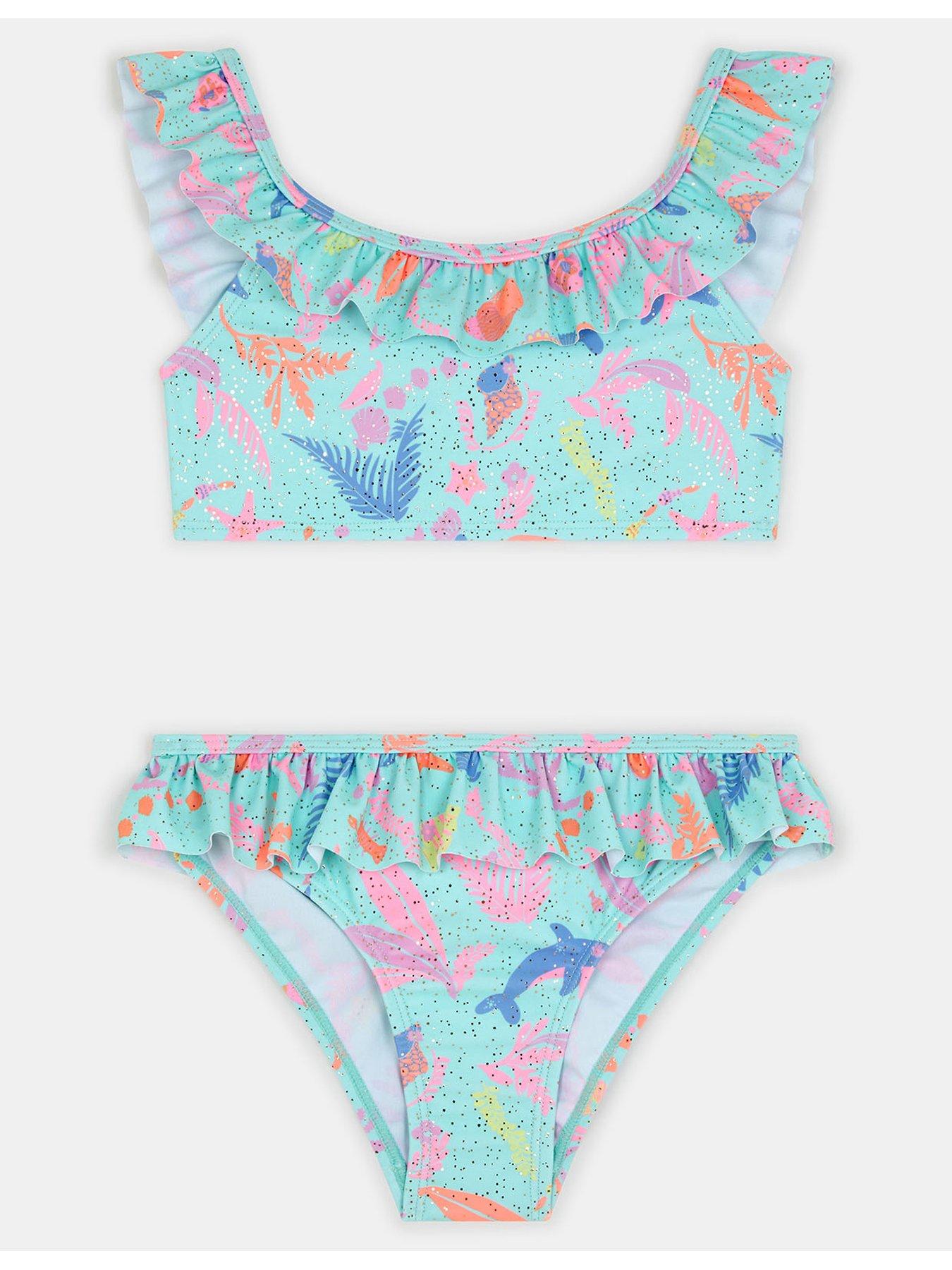 Accessorize Girls Sealife Frill Bikini - Multi