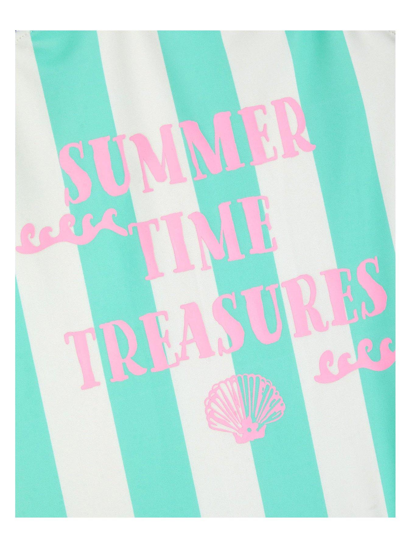 Image 3 of 3 of Accessorize Girls Slogan Stripe Swimsuit - Blue