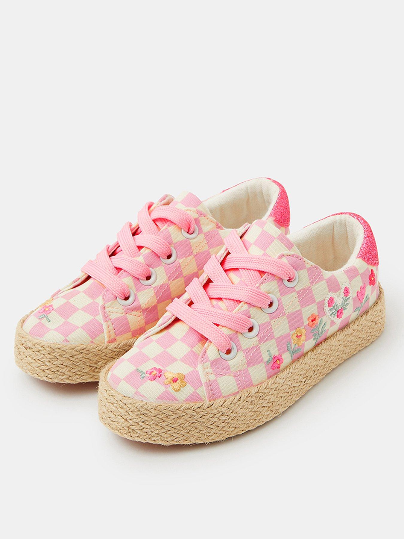 Image 2 of 3 of Accessorize Girls Prairie Embroidered Lace Up Trainers - Pink
