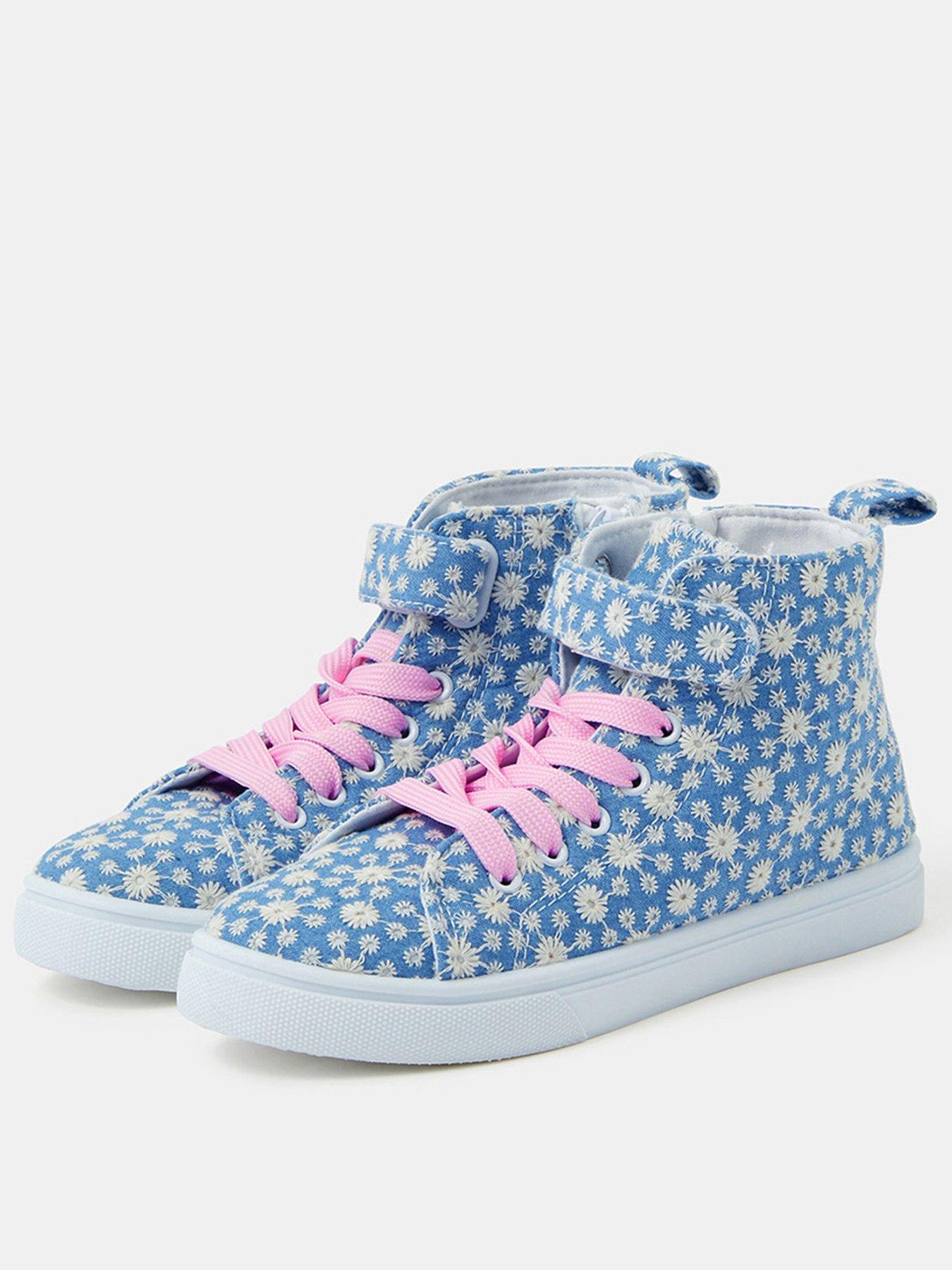 Image 1 of 3 of Accessorize Girls Broderie Hi-Top Trainers - Blue