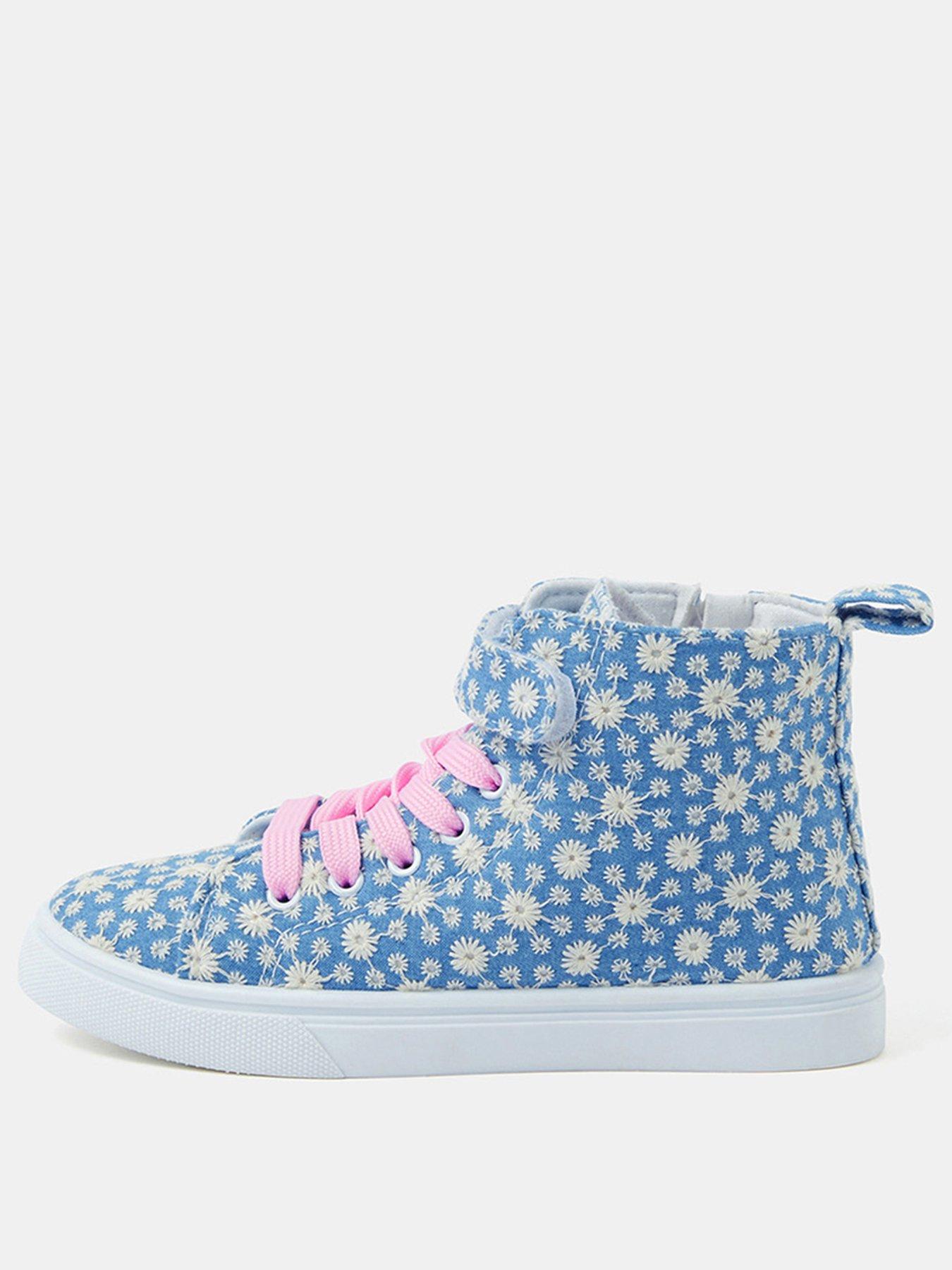 Image 2 of 3 of Accessorize Girls Broderie Hi-Top Trainers - Blue