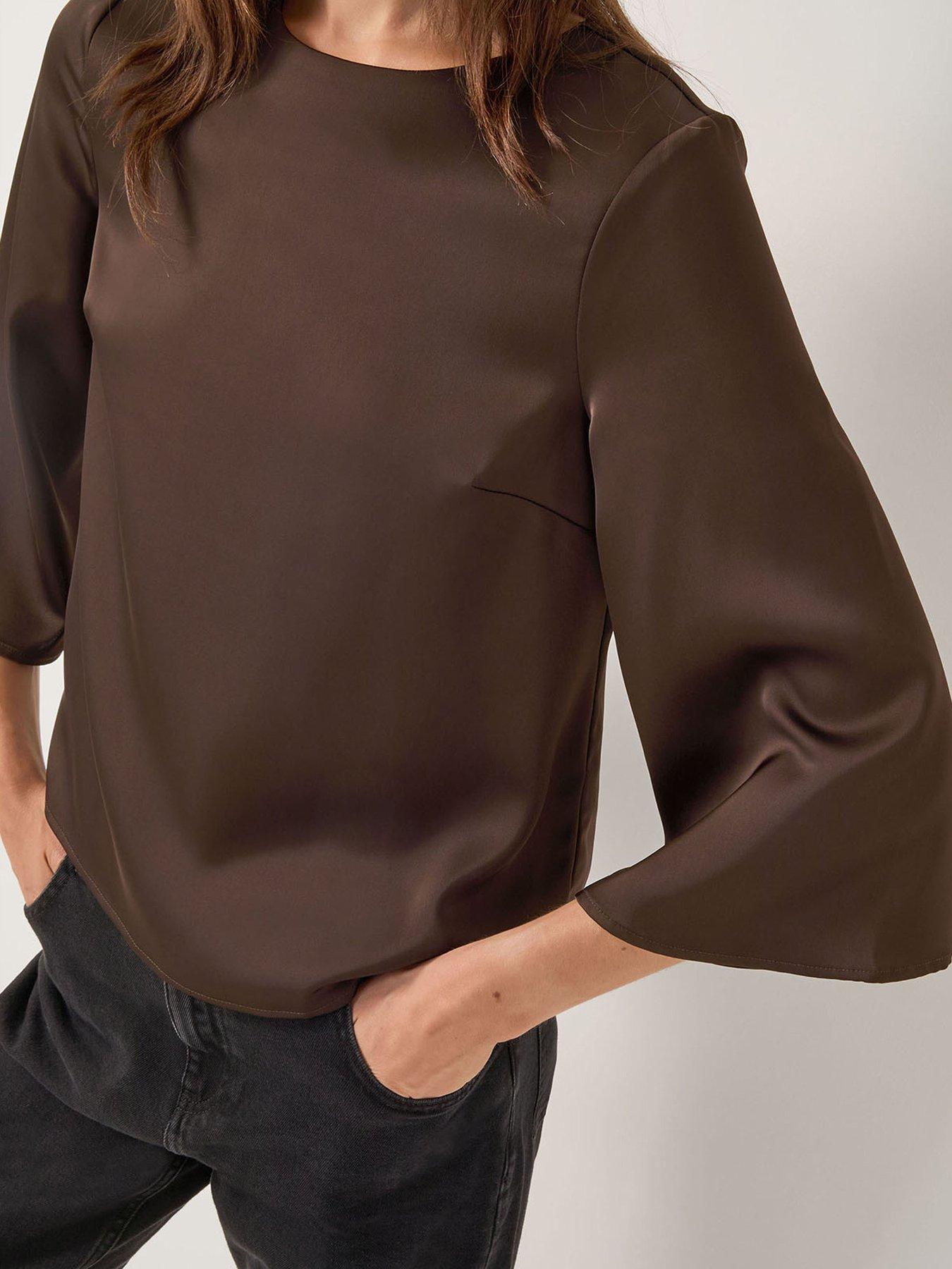 Monsoon Ingrid Satin Top - Brown
