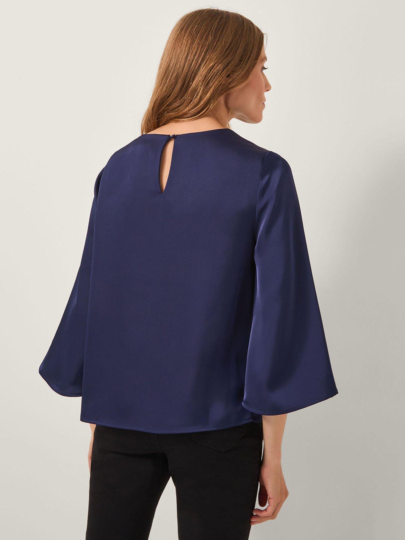 Image 2 of 5 of Monsoon Ingrid Satin Top - Blue