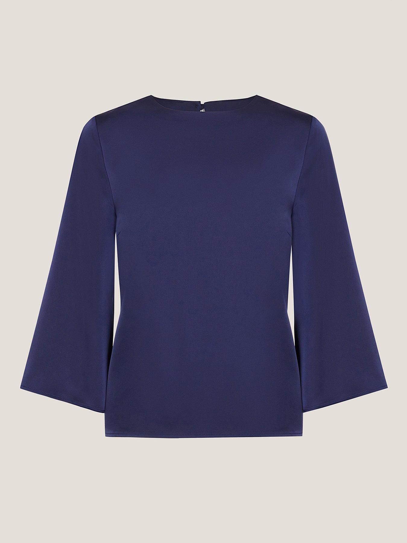 Image 5 of 5 of Monsoon Ingrid Satin Top - Blue