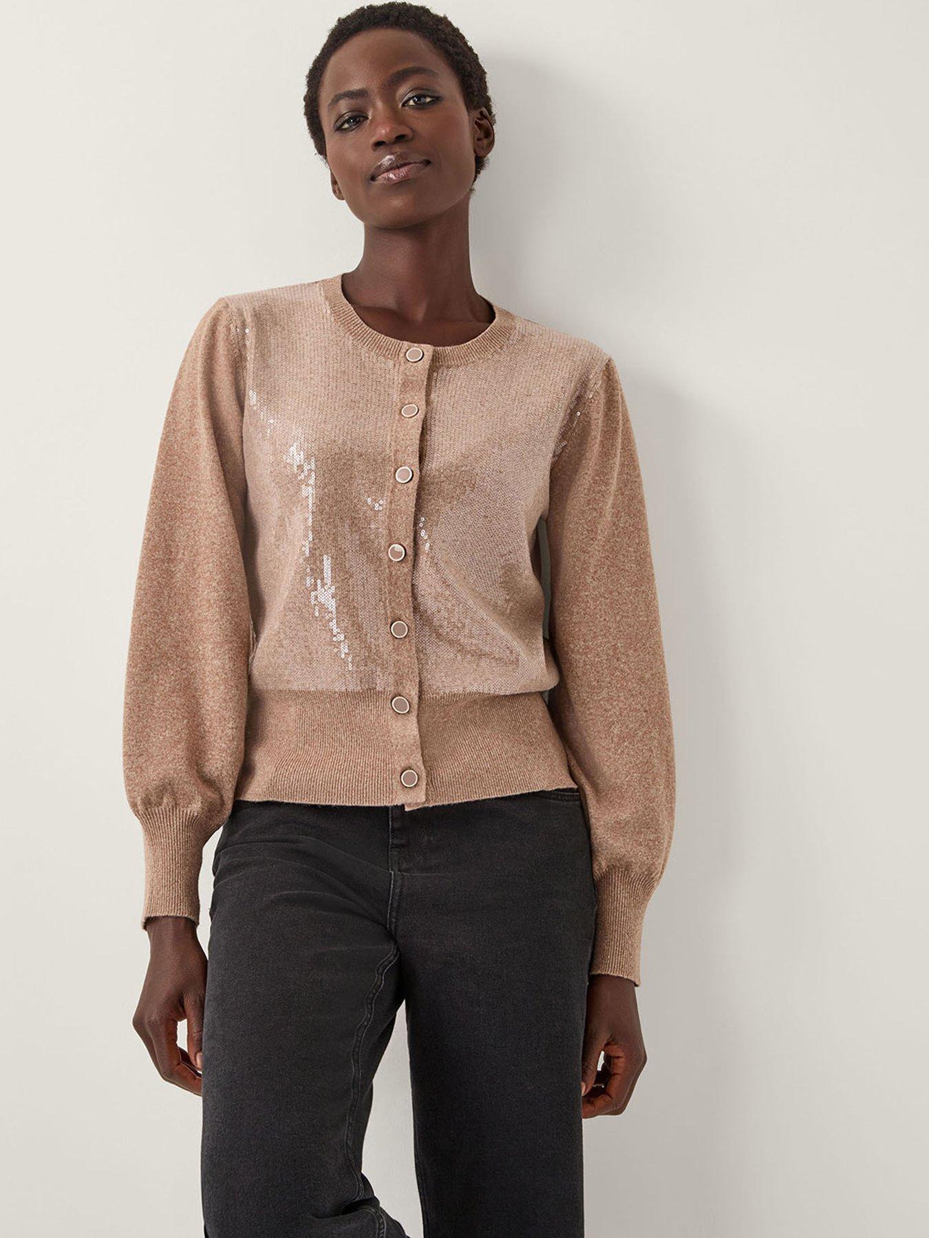 Monsoon Simmi Sequin Cardigan - Cream