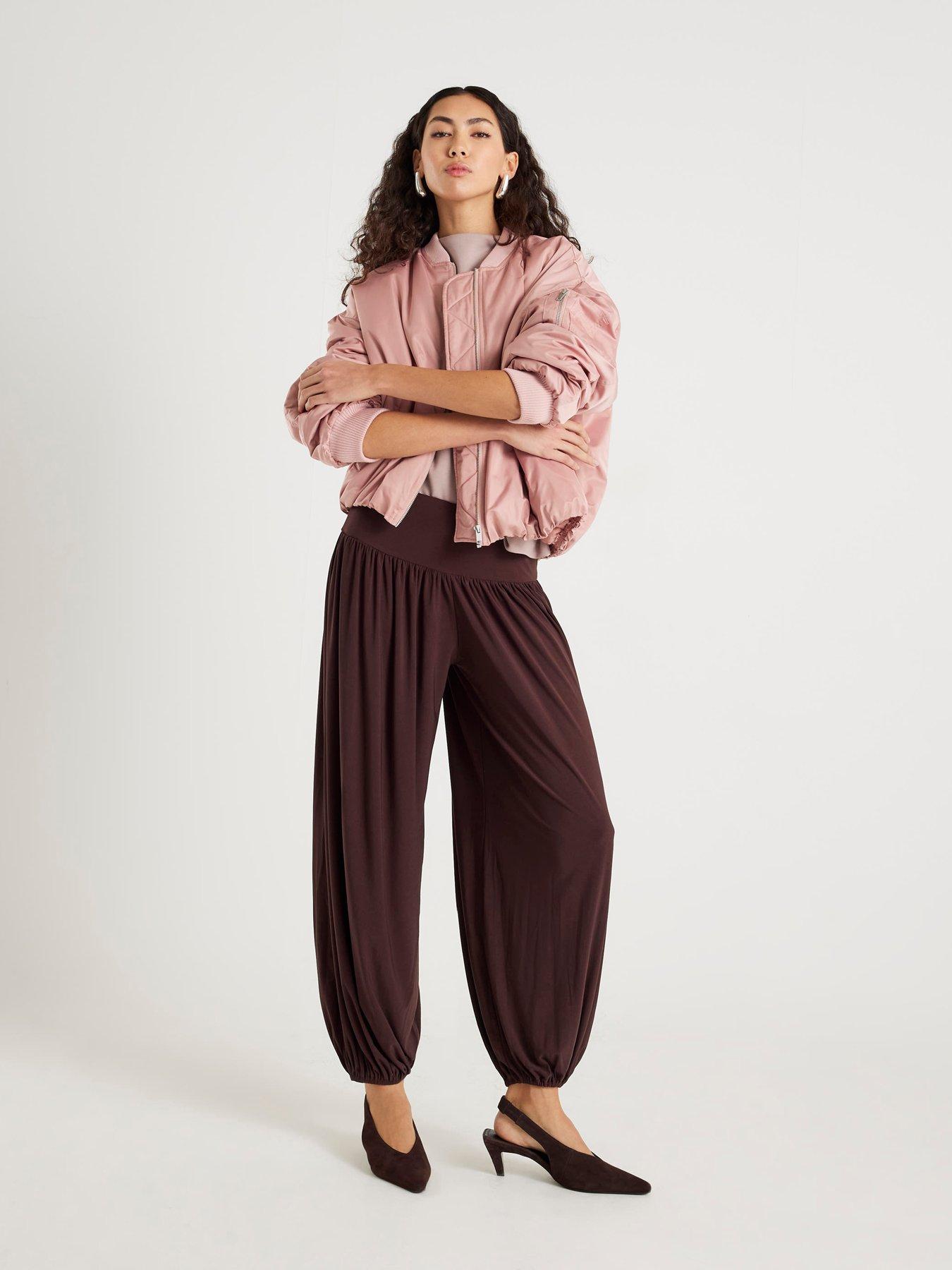 Image 1 of 6 of River Island Balloon Leg Trousers - Brown