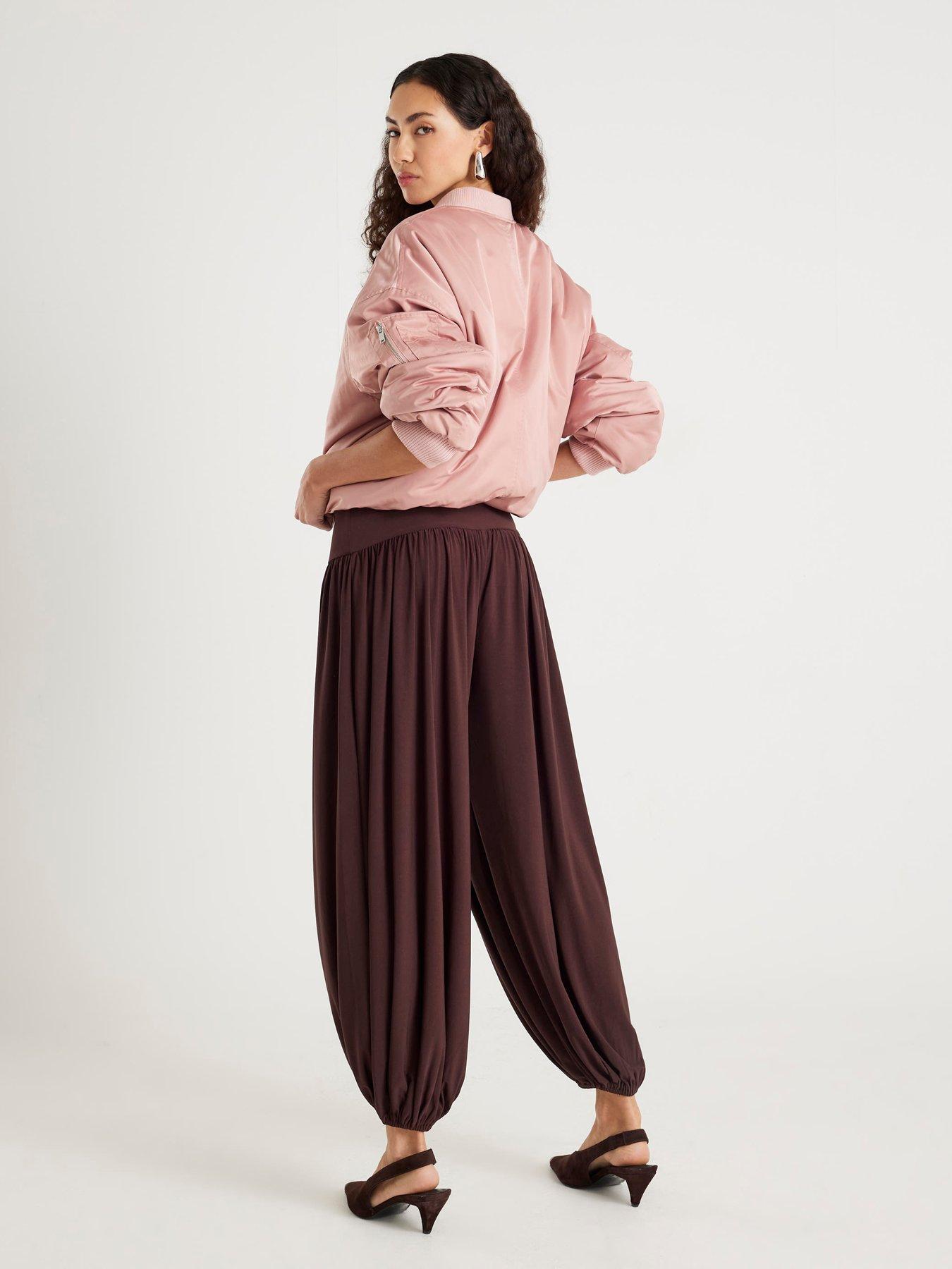 Image 2 of 6 of River Island Balloon Leg Trousers - Brown