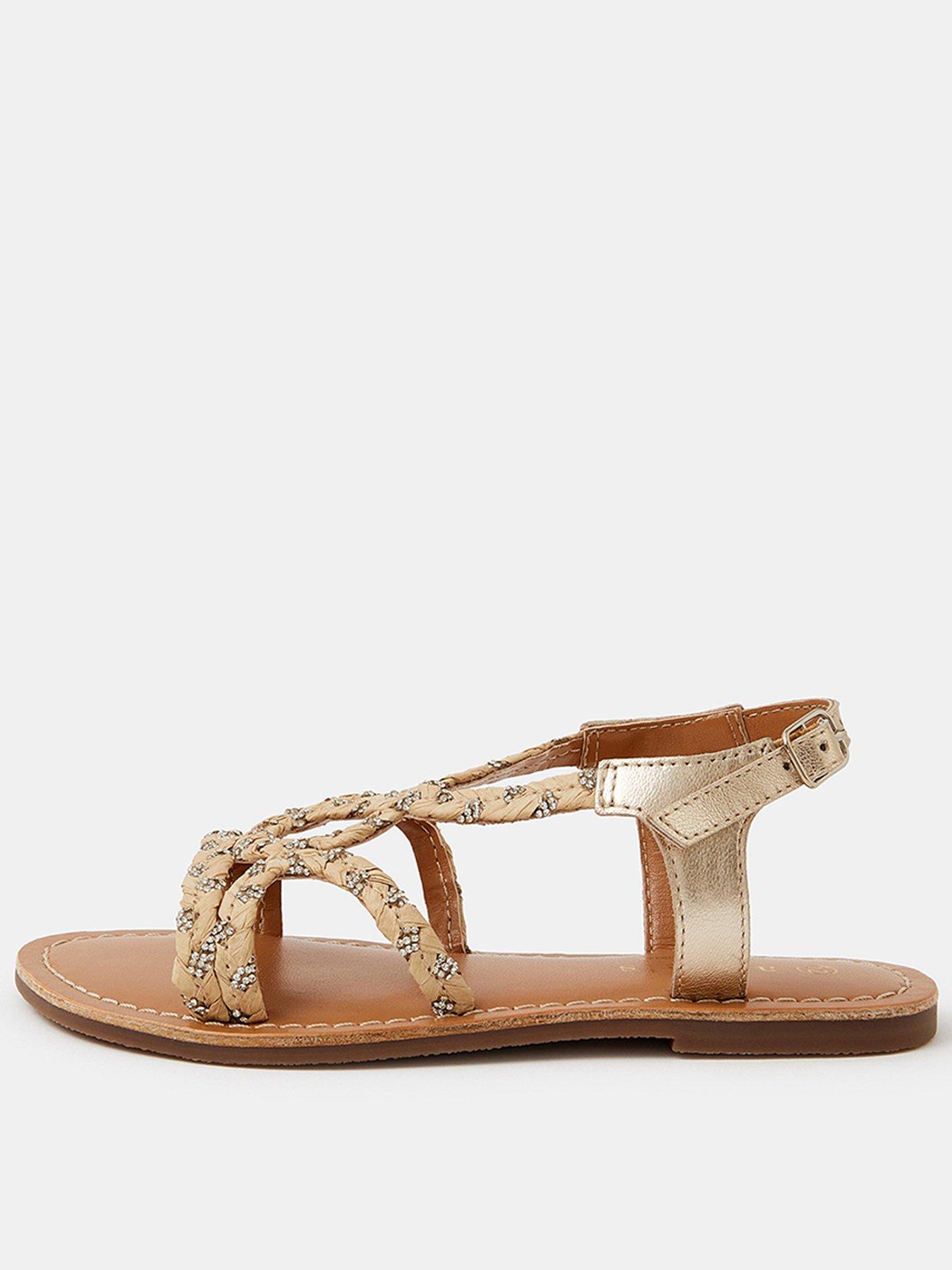 Accessorize Girls Diamante Plaited Sandals - Beige