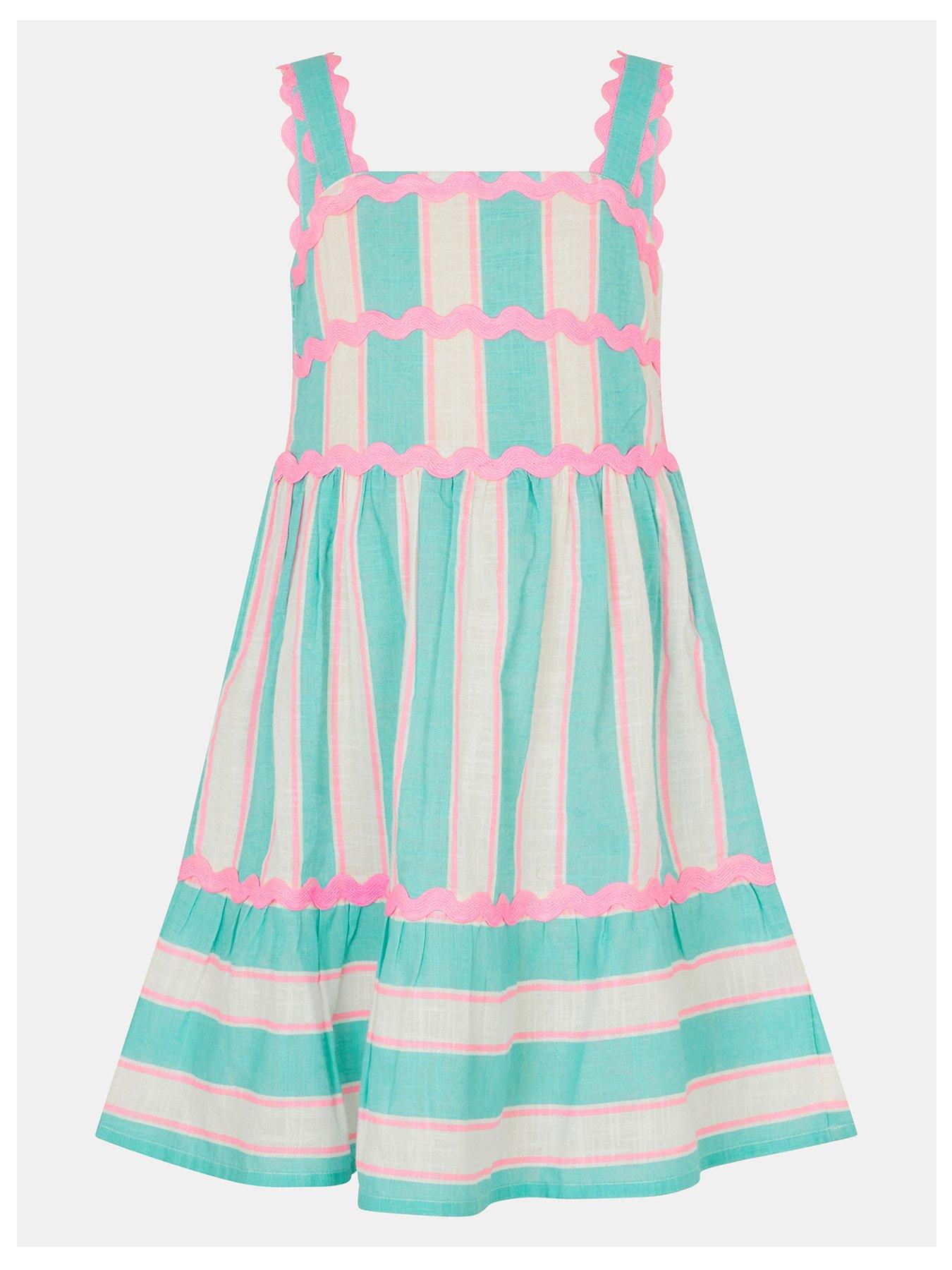Accessorize Girls Stripe Dress - Blue
