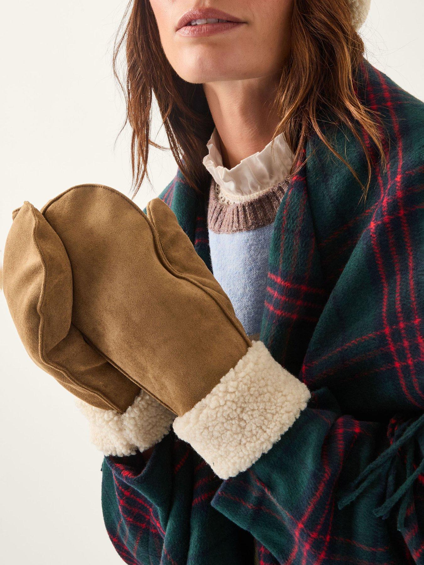 Monsoon Coby Faux Shearling Mittens - Cream