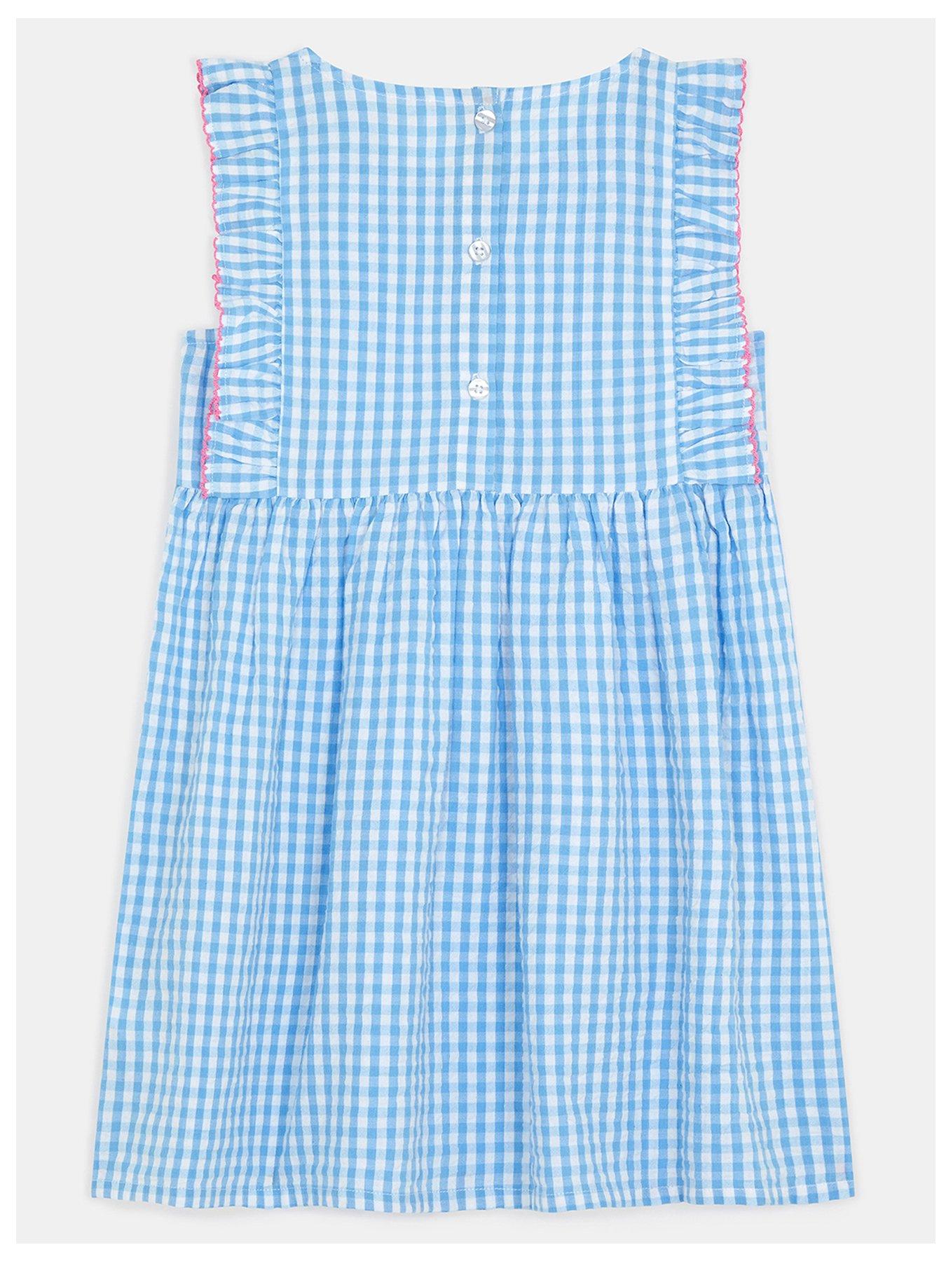 Image 2 of 3 of Accessorize Girls Gingham Cherry Dress - Blue