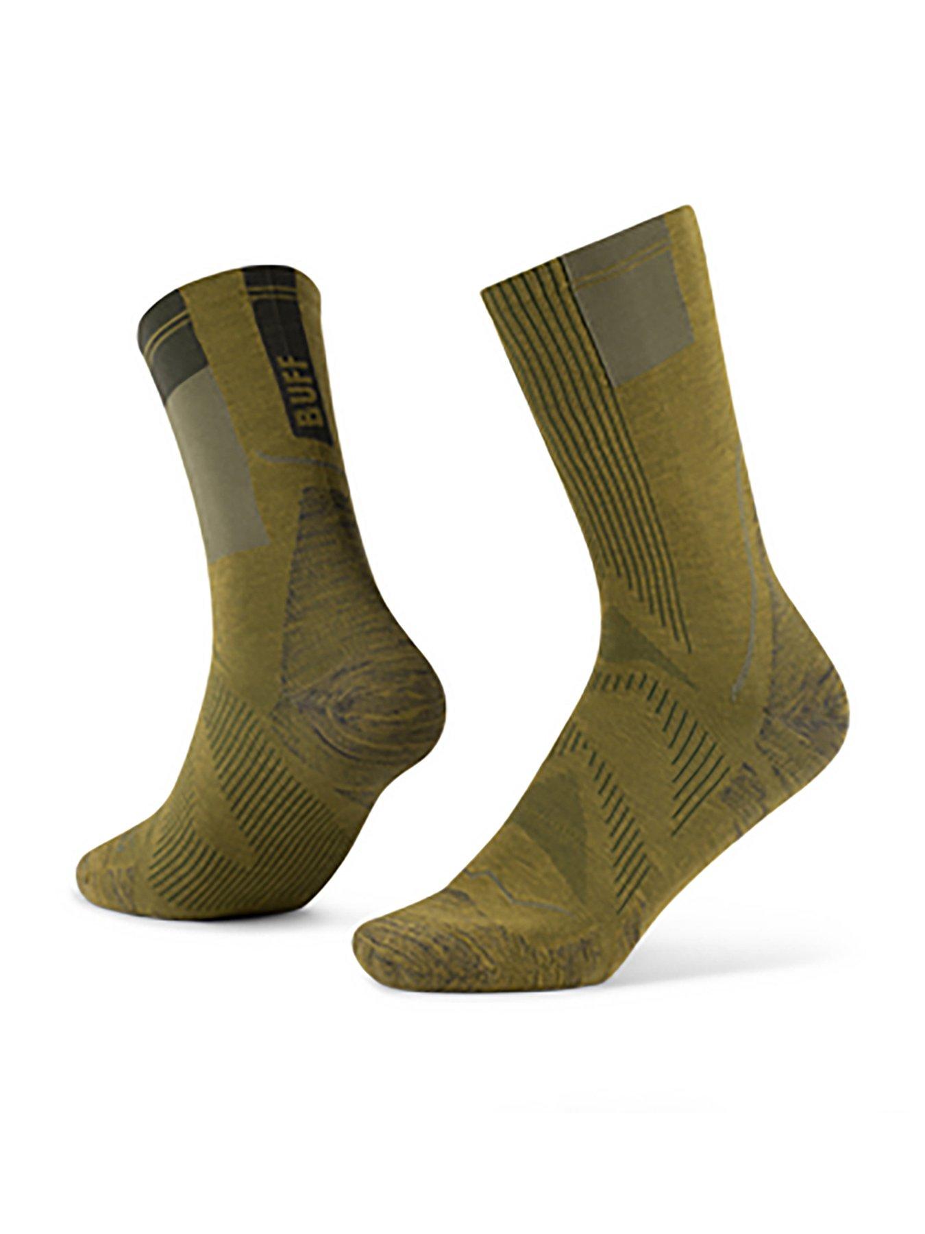 Buff Coolnet Crew Sock-khaki, Khaki, Size L, Men